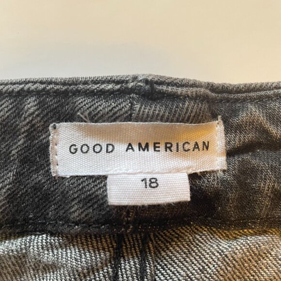 Good American Good Girlfriend Jeans High Rise Black Distressed Stretch Denim - Picture 4 of 14